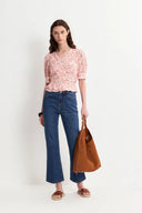 Irisa Blumenrosa Bluse aus mattem Maulbeerseiden-Crêpe