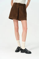 Clara Midi Skirt in Premium Faux Suede - Deeper Khaki