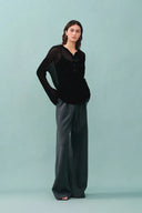 Tracy Semi Sheer Buttoned Blouse in Tencel Silk Knit