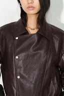 Zita Ruched Padded Moto Jacket in Vegan Leather