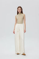 Louise Textured Loose Boho Pants in Wrinkled Satin