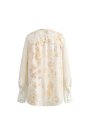 Aniyah Handbemalte Mohnbluse aus doppellagiger Seide