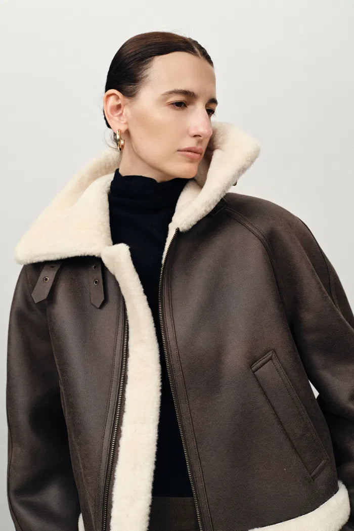 Quinn Short Jacket in Faux Shearling