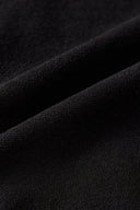 Close-up detail of black lyocell-wool blend fabric showing fine knit texture and subtle folds.