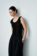 Sama Maxikleid aus gemischten Stoffen aus Stretch-Seide und Mikroplissee-Nylon