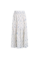 Elara Tailored Vintage Floral High Waist Skirt in Linen Blend