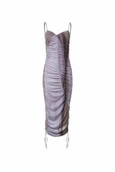 Vestido Cali con Tirantes Drapados en Mezcla de Algodón y Modal