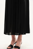 Citadel Leather Tabs Side-Slit Pleated Skirt in Acetate