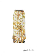 Jupe longue Aniyah aux coquelicots peints à la main en soie double couche