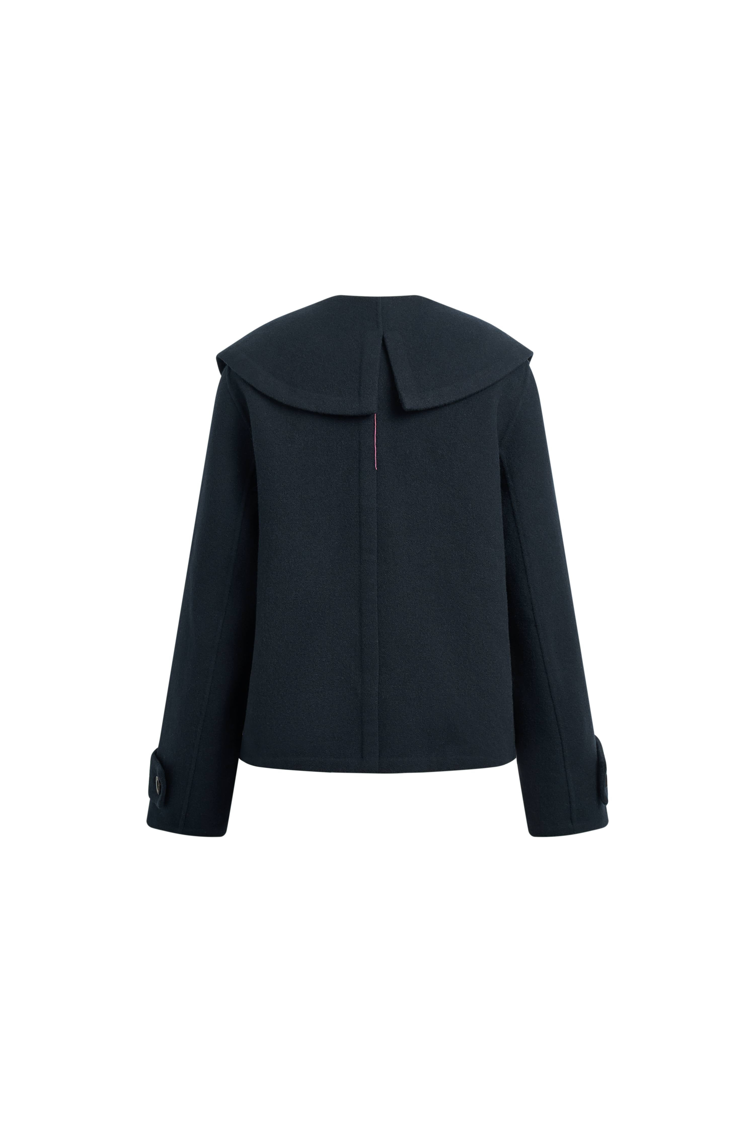 Eileen Sailor Collar Double Faced Coat in 100% Wool – fbrq.com