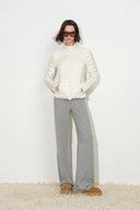 Elara Fitted Knit Panel Quilted Down Jacket