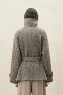 Eleanor Flecked Herringbone Cropped Coat in Wool Alpaca Blend