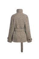 Eleanor Flecked Herringbone Cropped Coat in Wool Alpaca Blend