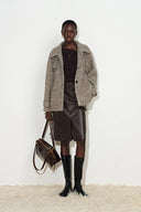 Eleanor Flecked Herringbone Cropped Coat in Wool Alpaca Blend