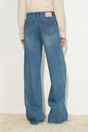 Eleanor Crystal Embellished Straight Leg Jeans in Cotton Denim