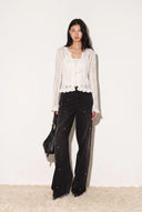 Eleanor Embellished Straight Leg Jeans in Cotton Denim