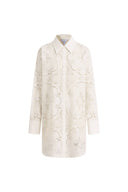 Eliana Lang geschnittenes Shirt mit Cutwork-Stickerei, langen Ärmeln, 100 % Baumwolle und Spitze