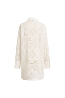 Eliana Lang geschnittenes Shirt mit Cutwork-Stickerei, langen Ärmeln, 100 % Baumwolle und Spitze
