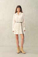 Eliana Cutwork Embroidery Longline Cover Up Long Sleeves Shirt in 100% Cotton with Lace