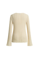 Eliana Hand-Crocheted Floral Openwork Top In Cotton Knit