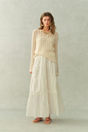 Eliana Hand-Crocheted Floral Openwork Top In Cotton Knit