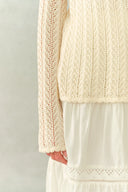 Eliana Hand-Crocheted Floral Openwork Top In Cotton Knit