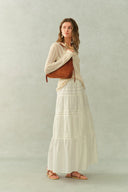 Eliana Hand-Crocheted Floral Openwork Top In Cotton Knit