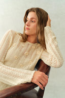 Eliana Hand-Crocheted Floral Openwork Top In Cotton Knit