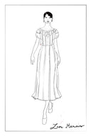 Elise Lace Embroidered Puff Sleeve Waist Cinched Dress in Cotton Jacquard