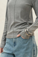 Ella Grey Structured Seam Detail Top