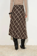 Elle Bias Cut Plaid Wrap Skirt in Lightweight Flannel