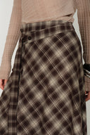 Elle Bias Cut Plaid Wrap Skirt in Lightweight Flannel