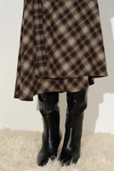 Elle Bias Cut Plaid Wrap Skirt in Lightweight Flannel