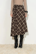 Elle Bias Cut Plaid Wrap Skirt in Lightweight Flannel