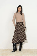 Elle Bias Cut Plaid Wrap Skirt in Lightweight Flannel