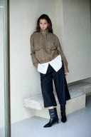 Elodie 淺色羊毛混紡千鳥格飛行夾克