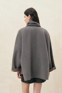 Elodie Reversible Cropped Coat with Scarf Collar in Wool Blend