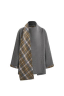 Elodie Reversible Cropped Coat with Scarf Collar in Wool Blend