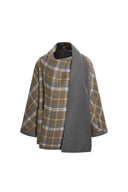 Elodie Reversible Cropped Coat with Scarf Collar in Wool Blend