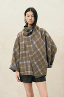 Elodie Reversible Cropped Coat with Scarf Collar in Wool Blend