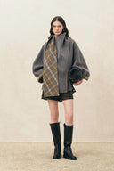 Elodie Reversible Cropped Coat with Scarf Collar in Wool Blend