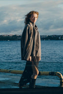 Elodie Reversible Cropped Coat with Scarf Collar in Wool Blend