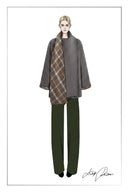 Elodie Reversible Cropped Coat with Scarf Collar in Wool Blend