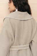 Eloise Belted Embroidery Coat in Wool Alpaca Blend
