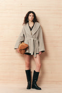 Eloise Belted Embroidery Coat in Wool Alpaca Blend