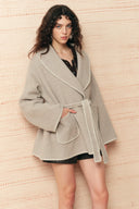 Eloise Belted Embroidery Coat in Wool Alpaca Blend