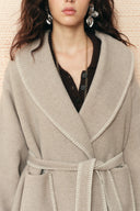 Eloise Belted Embroidery Coat in Wool Alpaca Blend