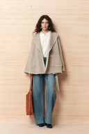 Eloise Belted Embroidery Coat in Wool Alpaca Blend