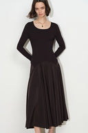 Elowen Ballet Inspired Scoop Neck Dress in Knit and Satin Combo
