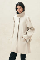 Elowen Pleated Back Cape Trench Coat in Cotton Twill